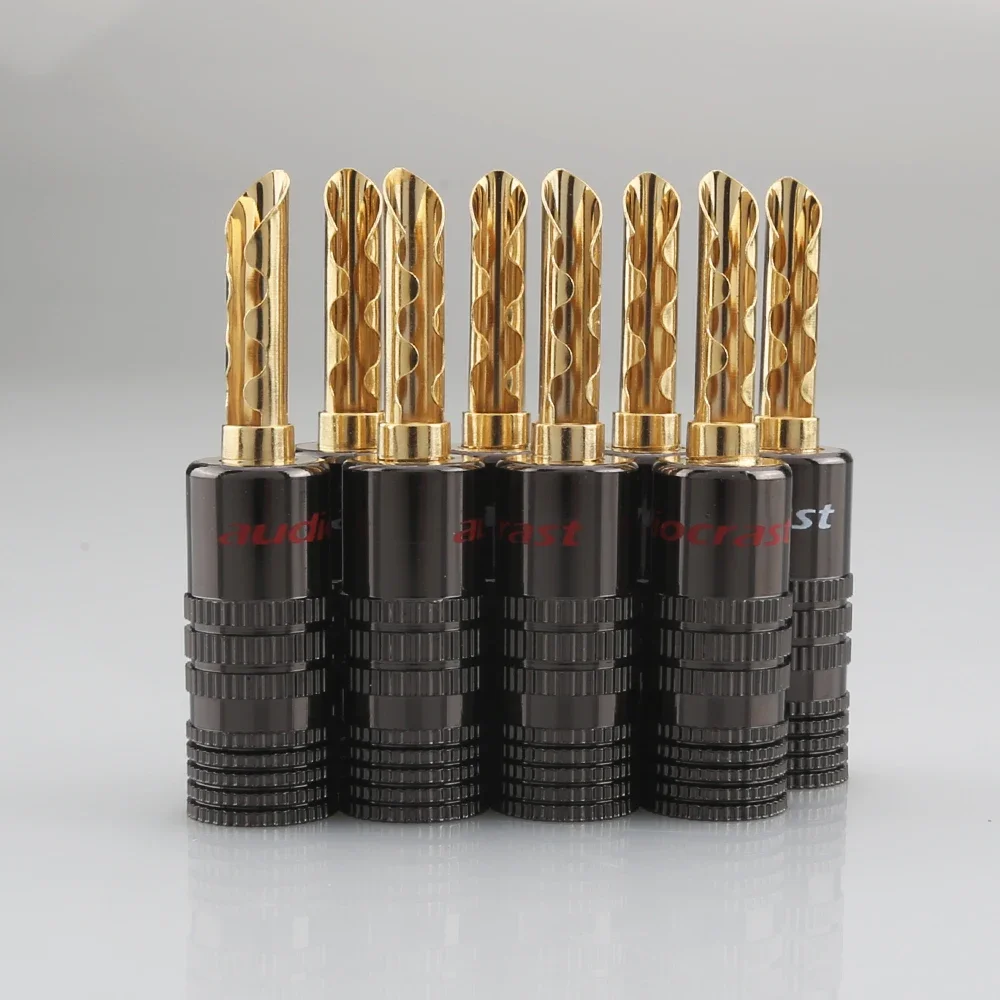 

8PCS Audiocrast Closed Screw 24K Gold Plated Banana Speaker Plug Connectors for Speaker Wire, Wall Plate, Home Theater, Audio