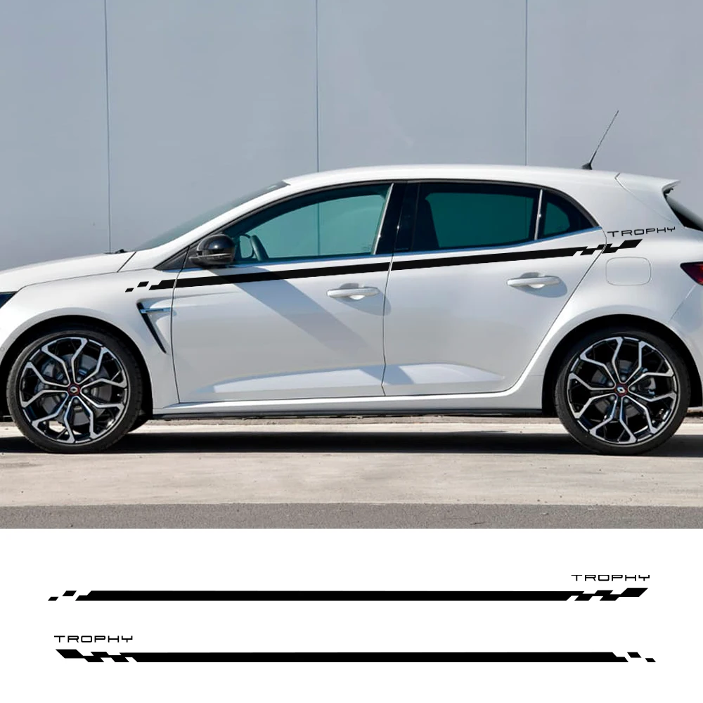 Car Door Side Skirt Lattice Vinyl Stickers Auto Body Decor Accessories For Renault Megane 2 3 4 RS Grandtourer GT Trophy