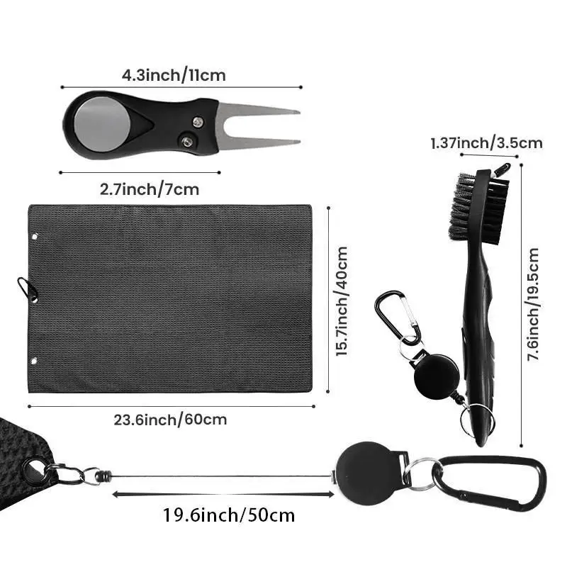 New 2 in 1 Golf Club Cleaning Kit Dual Sided Groove Brush Absorbent Towel Durable Golf Cleaner Set for Outdoor Golf Course Use