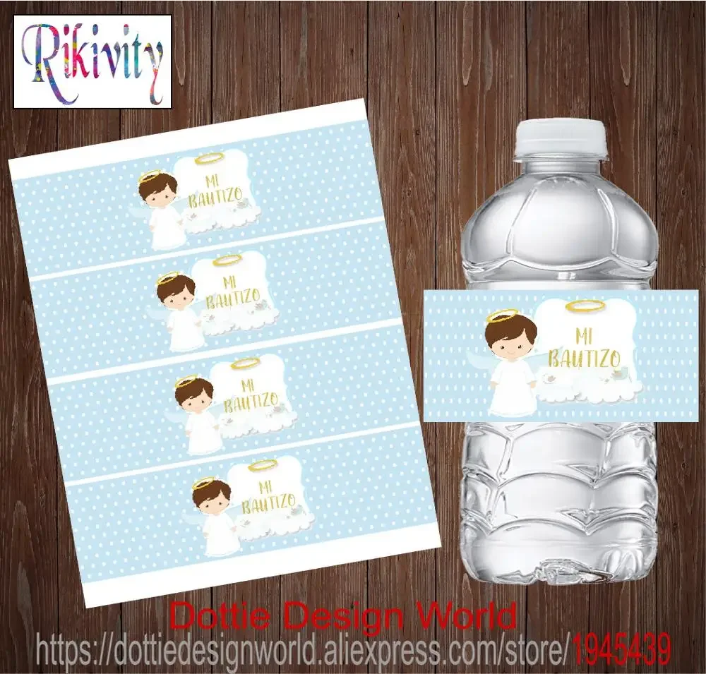 Mi Bautizo Prime Communion Baptême Water Bottle Wine Labels Candy Wrapper Name Stickers Birthday Party Baby Show Decor Supplies