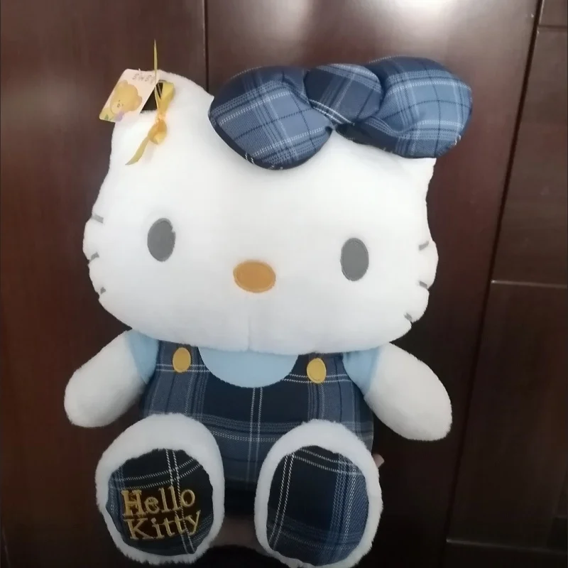40Cm Sanrio Hello Kitty Sitting Posture Checkered Clothes Doll Sofa Decoration Doll Bedroom Accompany Sleep Doll Christmas Gift
