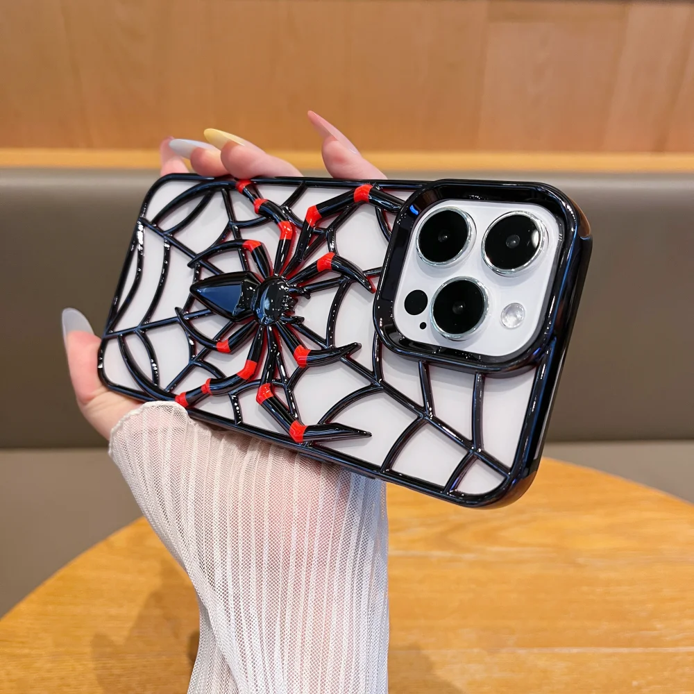 Lustige 3D-Hohlspinnen-Hülle für iPhone 14, 15, 16 Plus, weiche TPU-Beschichtung, Wärmestrahlungsabdeckung für iPhone 13, 12, 14, 15, 16, 17 Pro Max – Detail 12