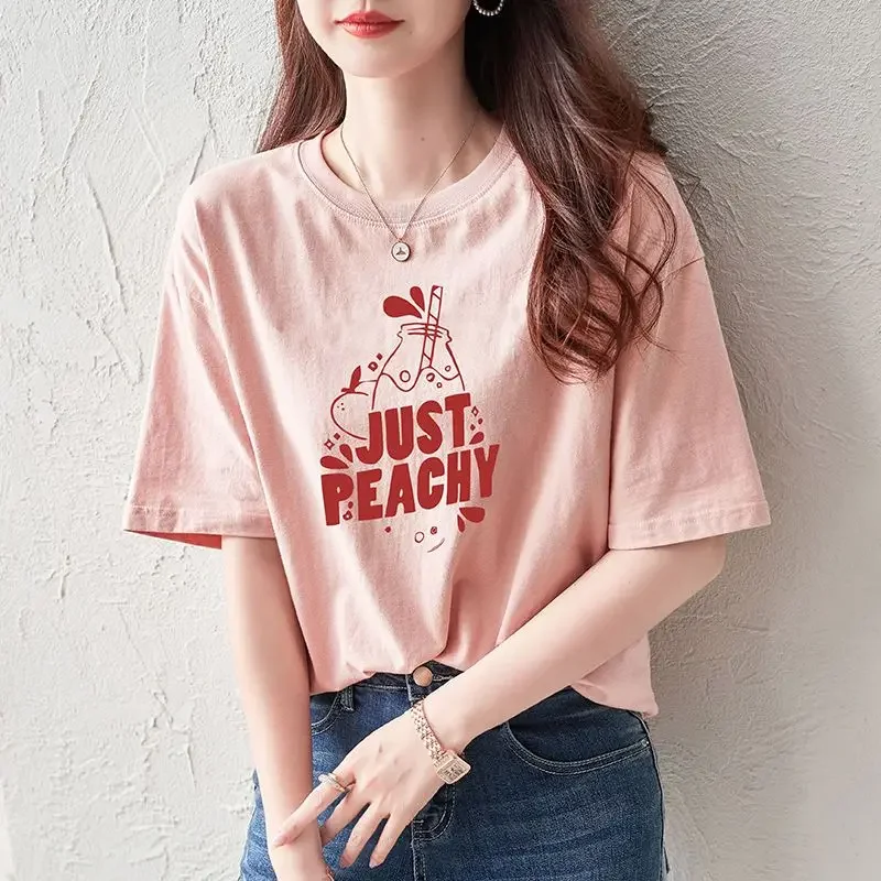 Top Female Baggy Summer Outfit Short Sleeve Women's T-shirt Cotton Goth Y2k Fashion Korea Korean Streetwear Tee Style Harajuku