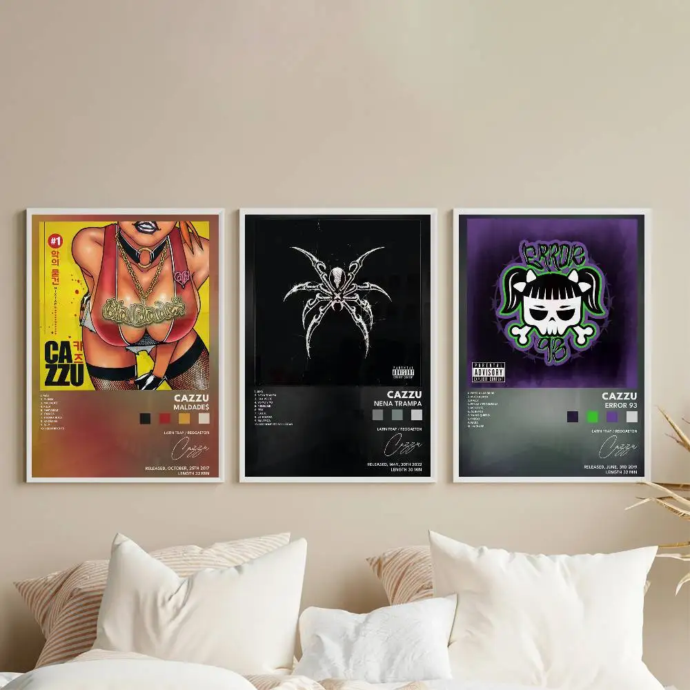 Rapper Cazzu Poster Gallery Prints Self Adhesive Home Decor Decoration Wall Decals Living Room Sticker