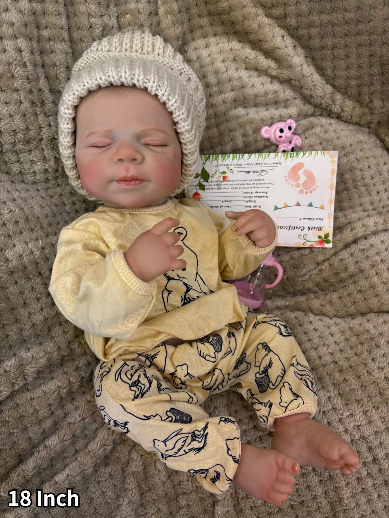 Muñeca Reborn de Pascale realista de 18 pulgadas - Muñeca Bebe de vinilo de silicona completa pintada en 3D con pelo pintado