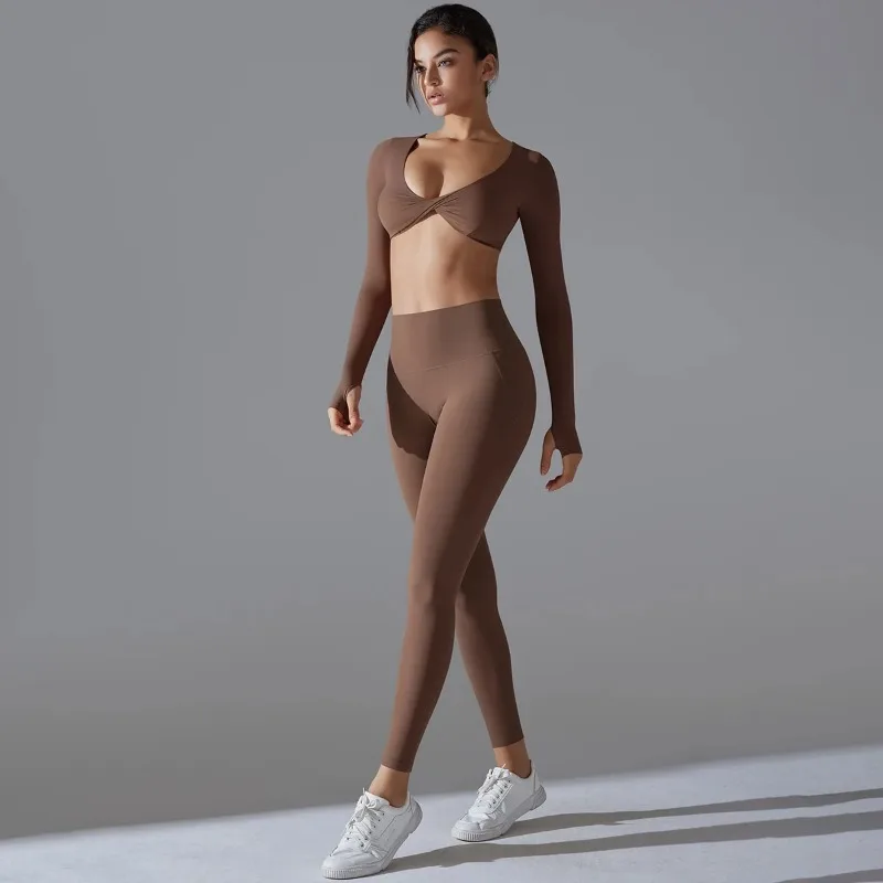 Yoga Suit Sports Set Solid Color Nylon Yoga Bra Gym Seamless High Impact Sports Bra Women's High Waist Outdoors Sport Yoga Pant