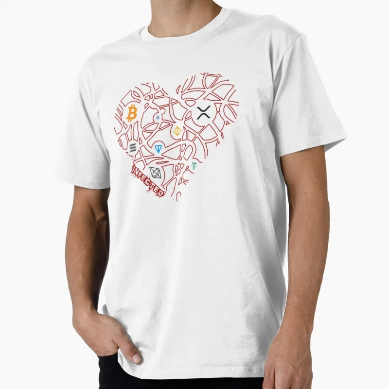 

Infected Heart The Crypto Struggle Funny Token Cryptocurrency Blockchain Gift T shirt for man Large size Tops 100% cotton print