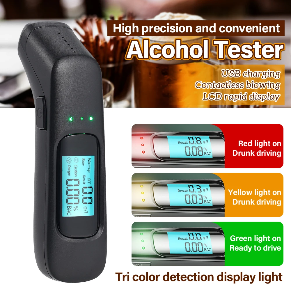 Non-Contact Alcohol Tester with LED Digital Display Alcoholmeter Alcohol Tester Accuracy Breathalyzer Diagnostic Tool