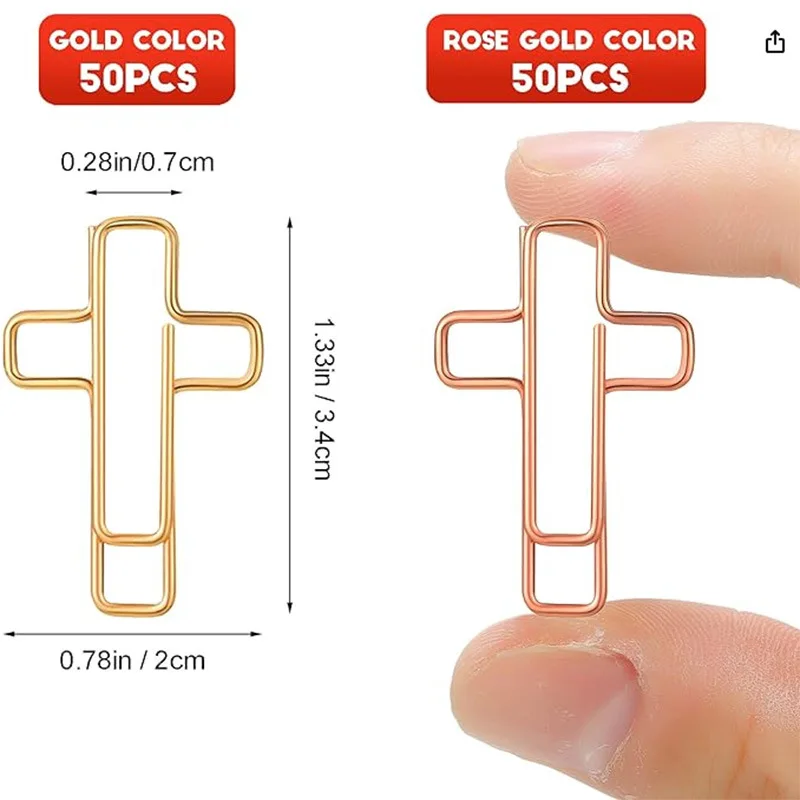 20/50PCS Gold Cross Bible Paper Clips - Versatile Bible Study Supplies, Also Great As Journaling Paper Clips and Bookmarks
