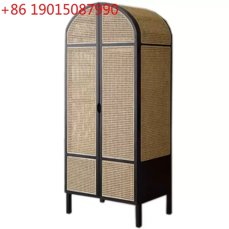 

Nordic solid wood rattan wardrobe home bedroom finished product storage cabinet B & B hotel Japanese storage wardrobe log style