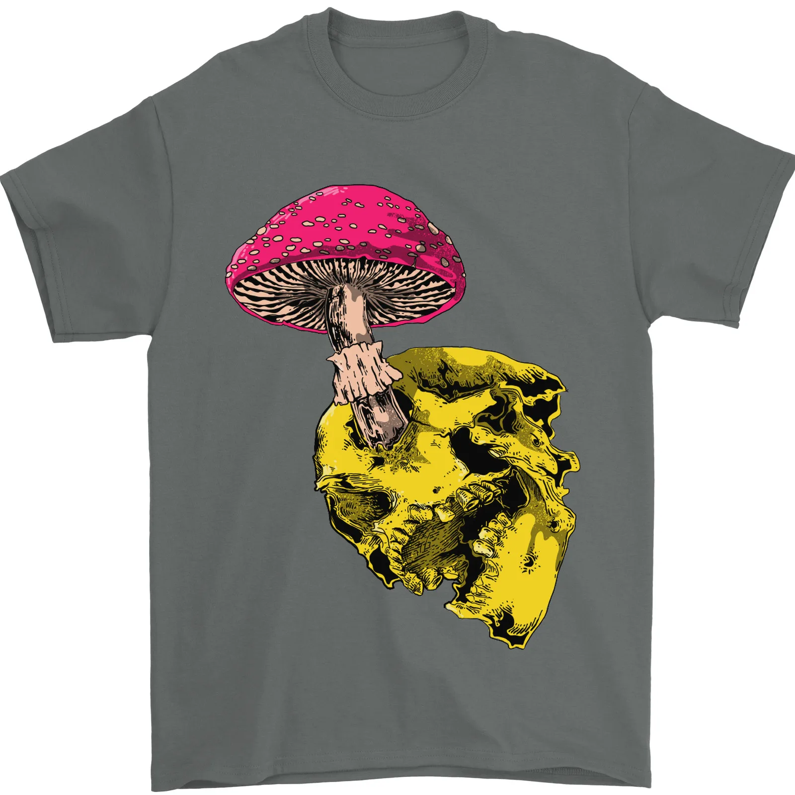 Mushroom Skull Toadstool Magic Gothic Mens TShirt 100% Cotton
