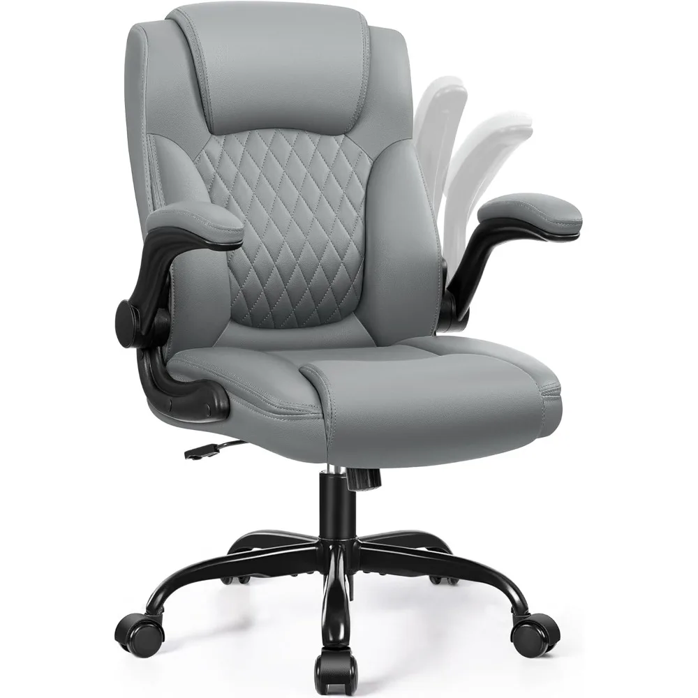 

Leather Office Chair, Home Computer Desk Chairs with Ergonomic Back Support，Small Gmaing Chair with Wheels and Adjustable