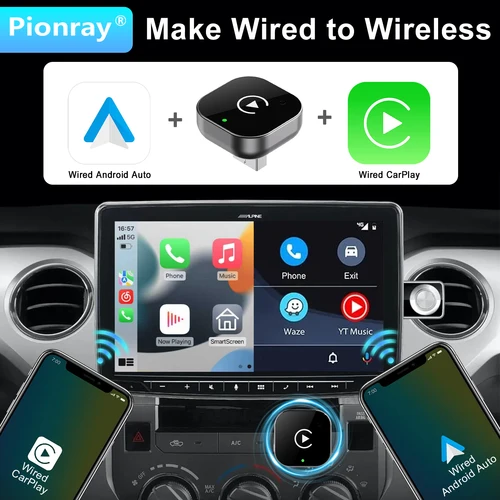 Imagen 2 del producto 2026 Pionray Dongle inalámbrico CarPlay 2 en 1 y adaptador inalámbrico Android Auto - Actualización instantánea para CarPlay con cable