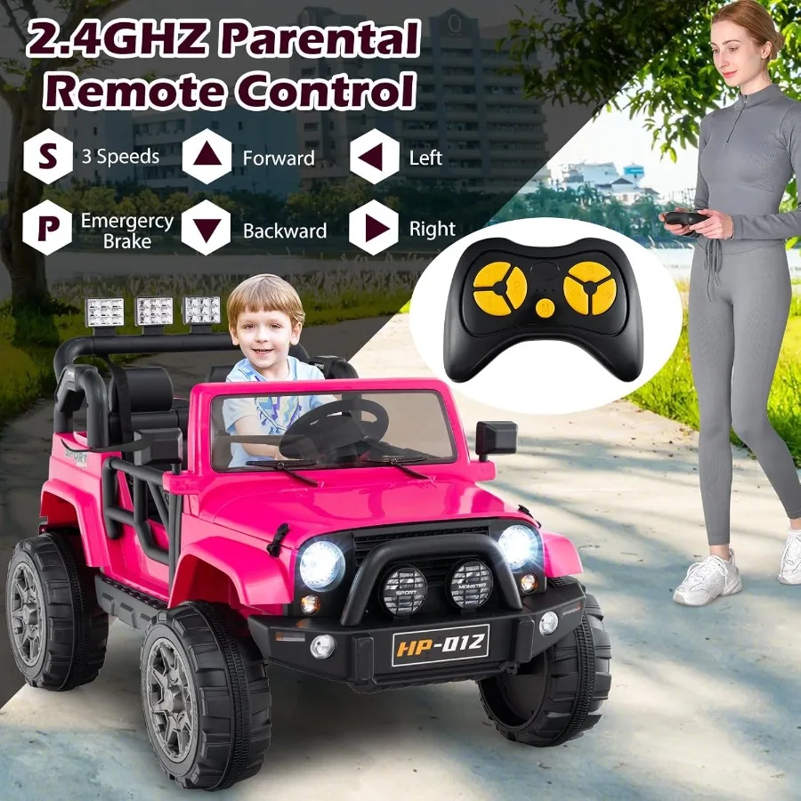 ركوب بمقعدين على شاحنة 12 فولت مركبة كهربية تعمل بالبطارية مع شاشة عرض طاقة للتحكم عن بعد وأضواء LED تعليق القصة S #2