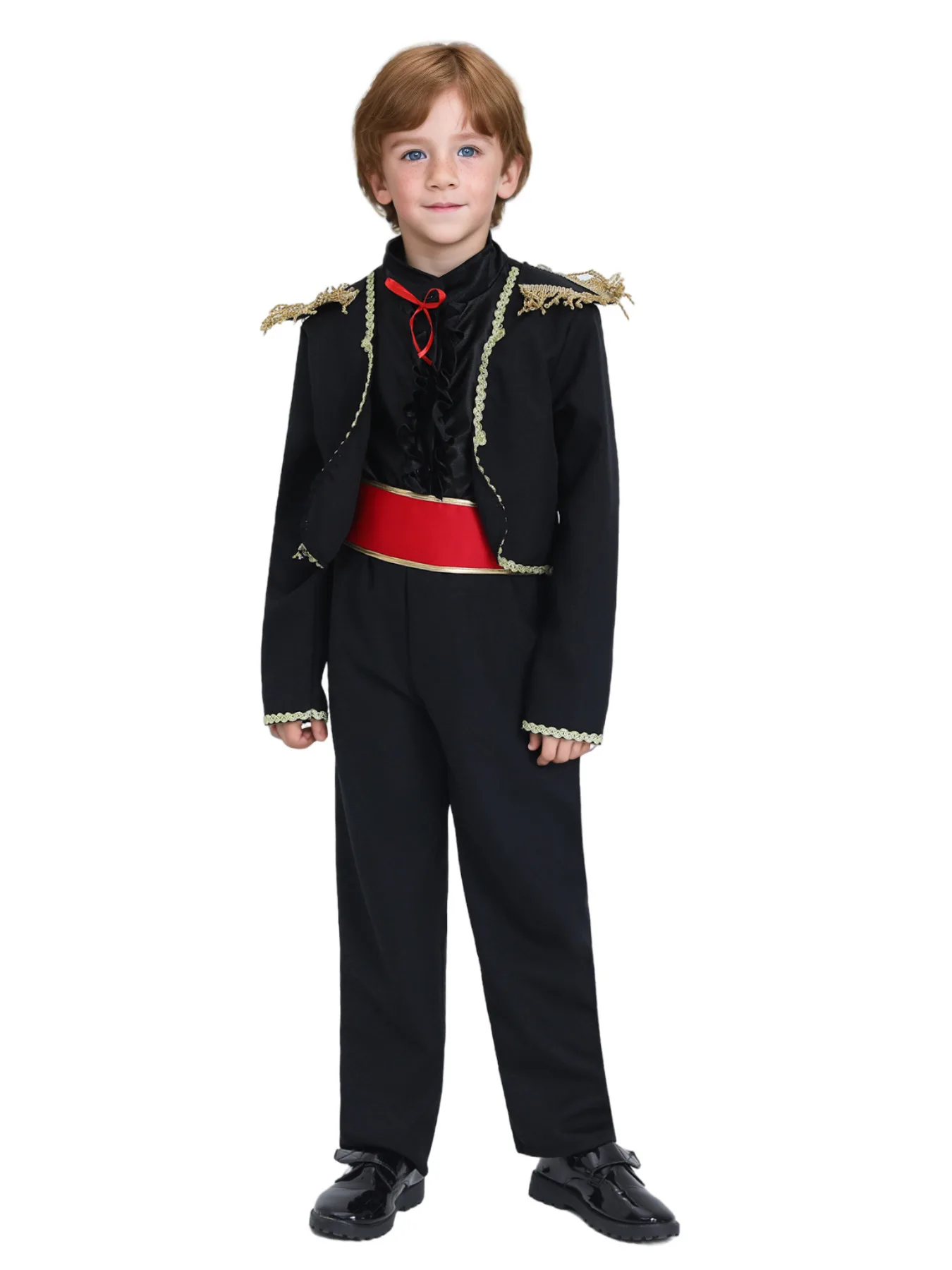 Halloween Children Spain Boy Cosplay Costume Holiday Party Black Suit Fashion Long Sleeve Stage Performance Set Clothes