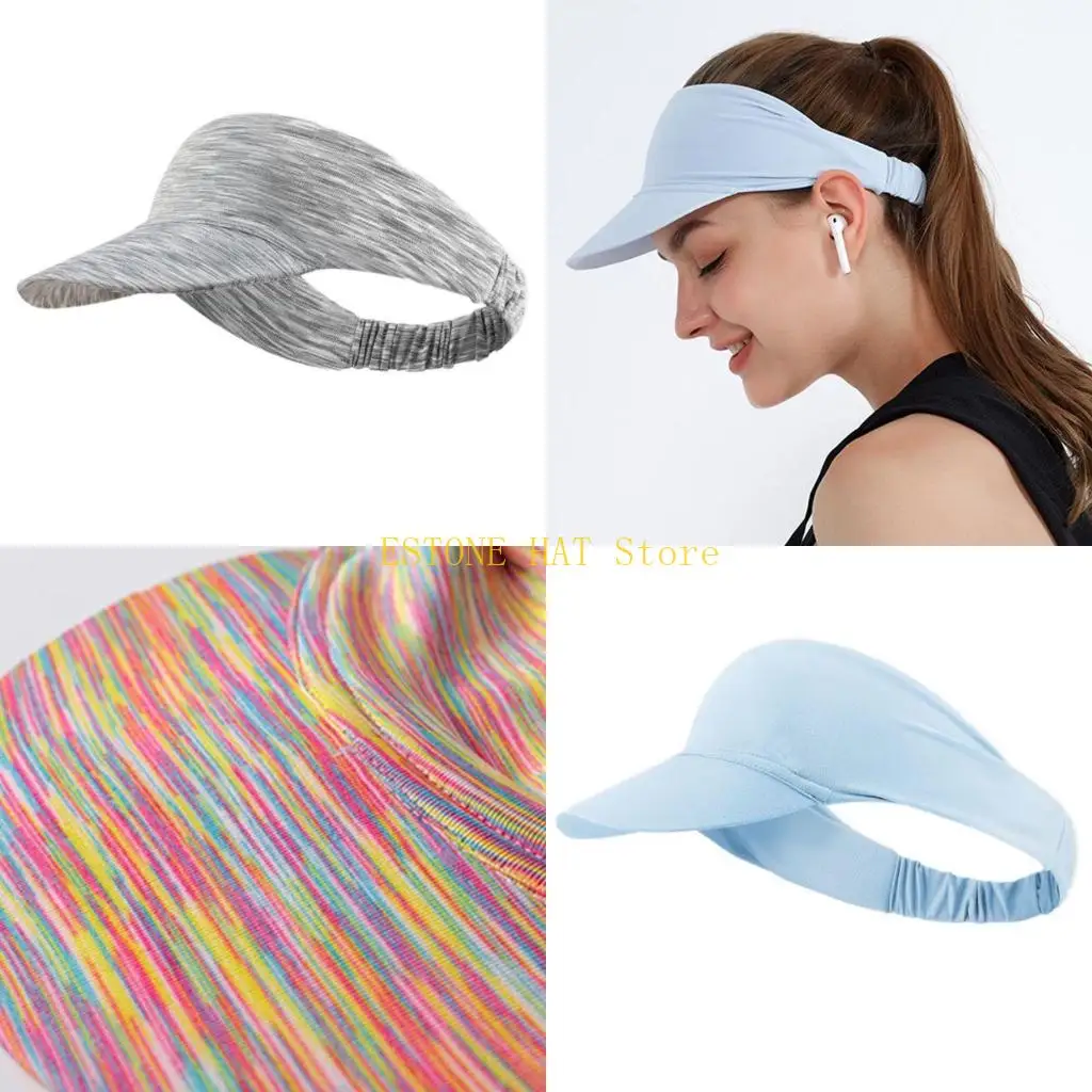 49MF Women Men Summer for Sun Visor Headband Multicolored Striped UV for Protection Empty Top Baseball Hat for Running Cyclin