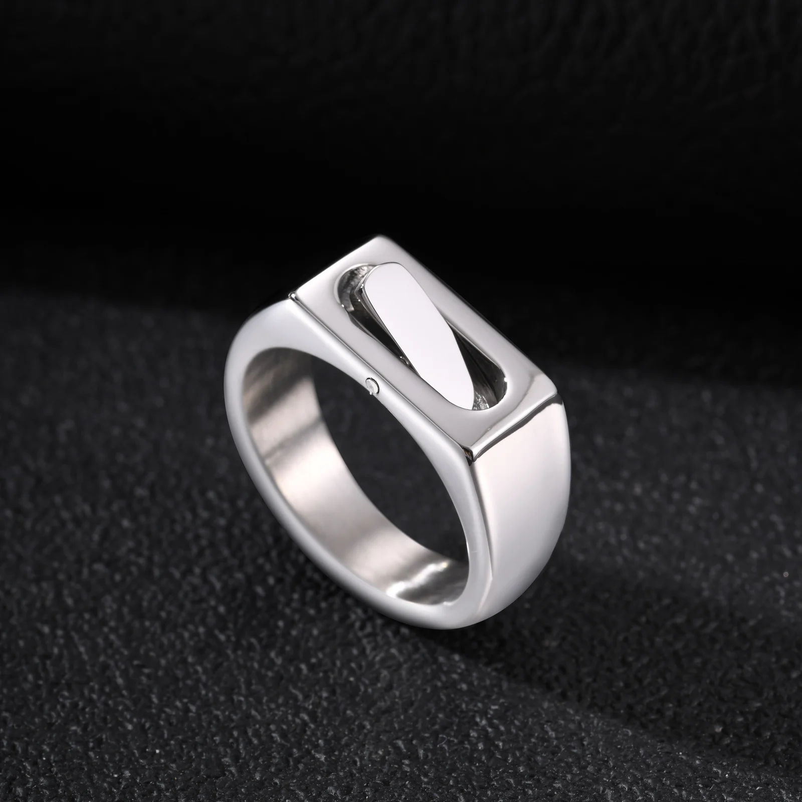 Vnox drehbarer Edelstahl-Spinner-Ring für Herren, geometrisches, quadratisches Fidget-Armband, silberfarben, für den täglichen Gebrauch, Schmuck, Geschenk, Größe 7–12.