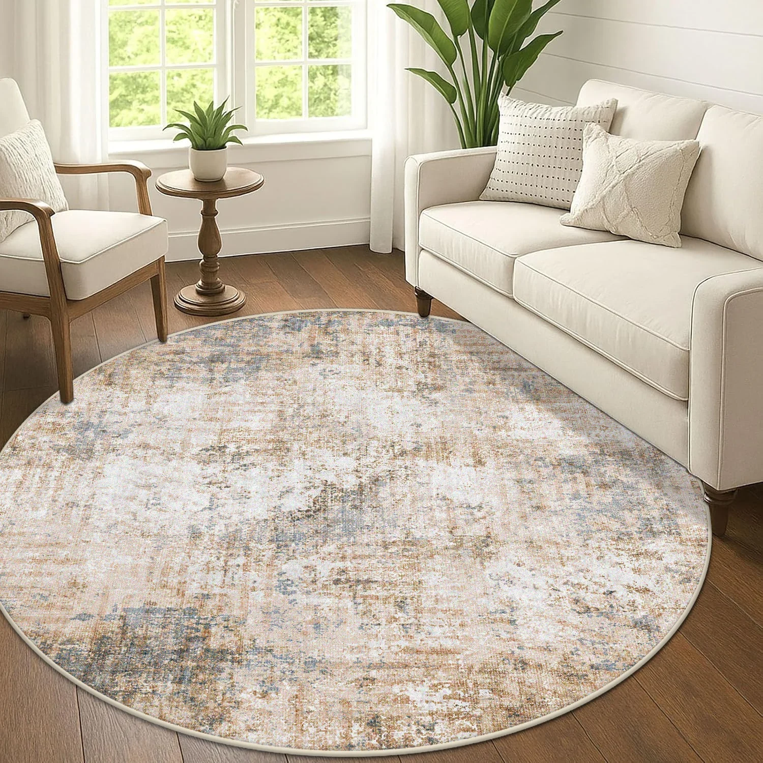 European Style Round Plush Rugs for Bedroom Decor Carpets for Living Room Soft Area Rug Home Abstract Carpet Fluffy Floor Mats
