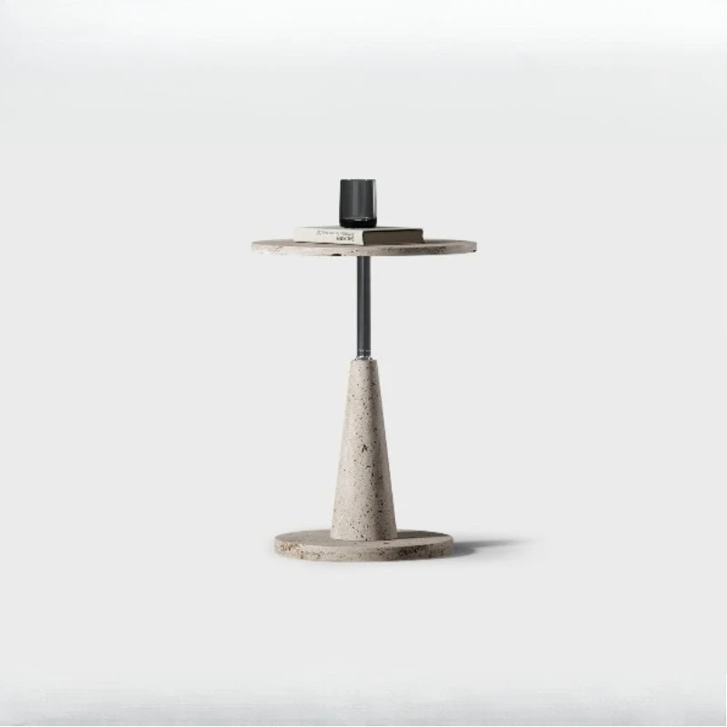 Wabi Sand Wind Natural Travertine Round Edge Home Mobile Nordic Modern Small Apartment Sofa Side Table Simple Small Table