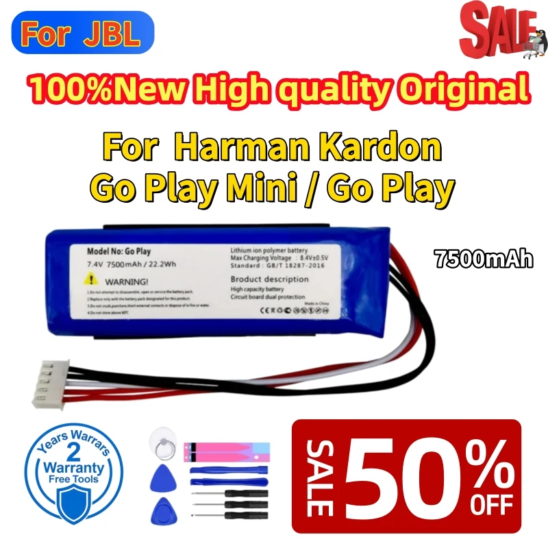 100%New Original 7500mAh GSP1029102 01 Battery For Harman Kardon Go Play Mini For JBL Go Play CP-HK06 Bluetooth Speaker Battery