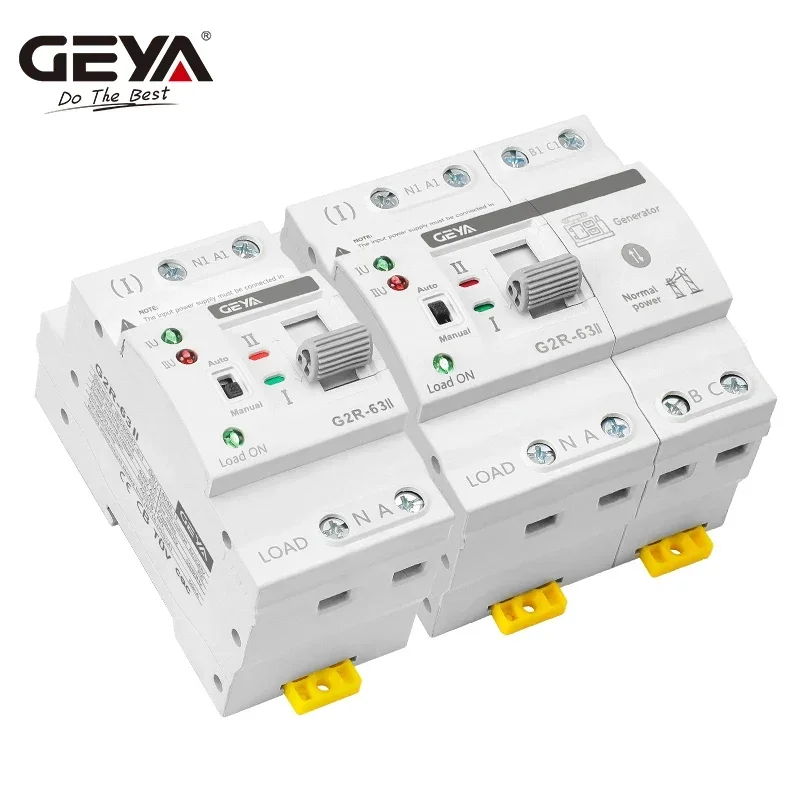 GEYA G2R Smart ATS Din Rail Dual Power Automatic Transfer Switch with Voltage Protection 2P 4P 63A 220V Uninterrupted Power