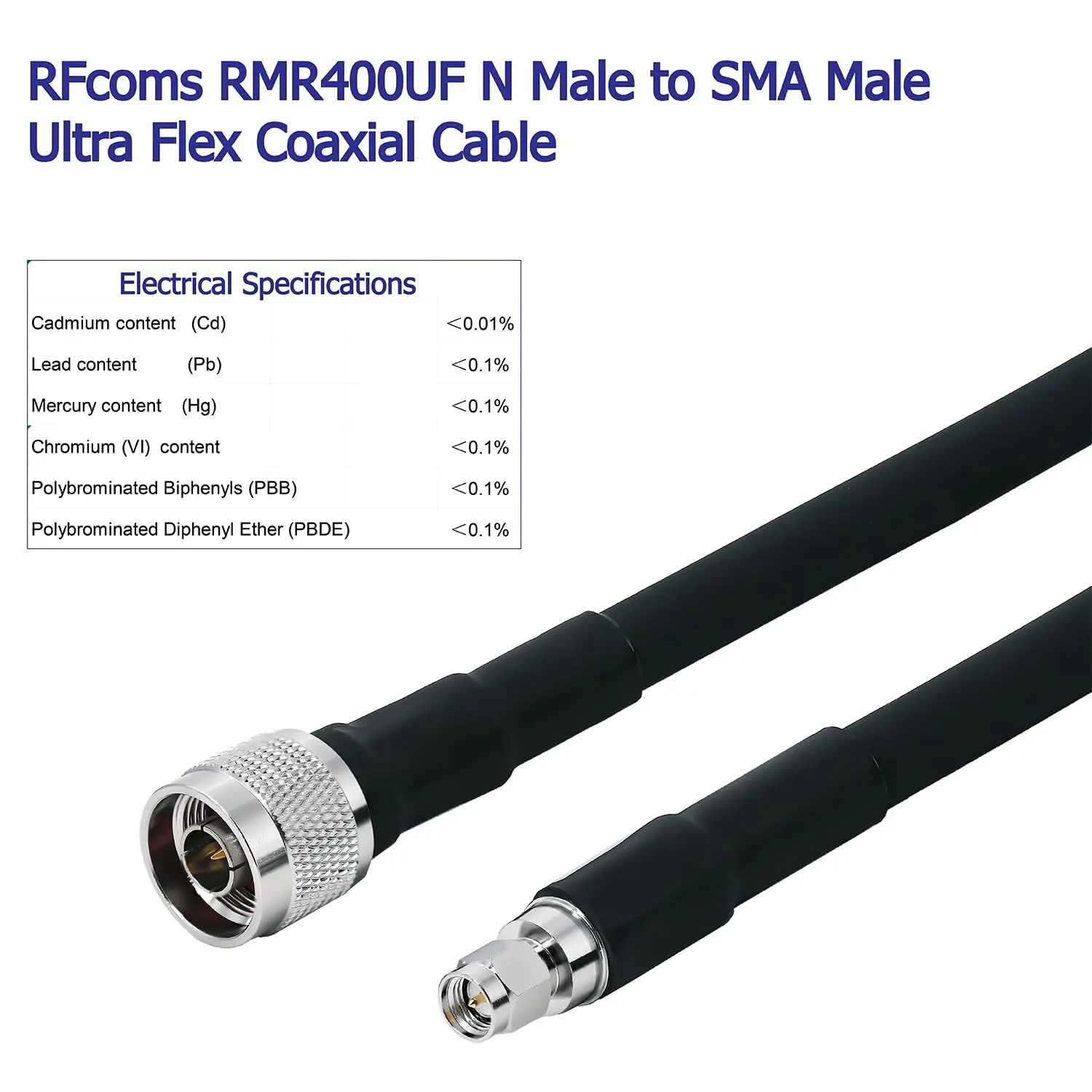 RFCOMS-400 cavo coassiale Ultra Flex a bassa perdita LMR400UF cavi equivalenti 50 ohm N maschio a connettori crimpati maschio SMA Ultraflex