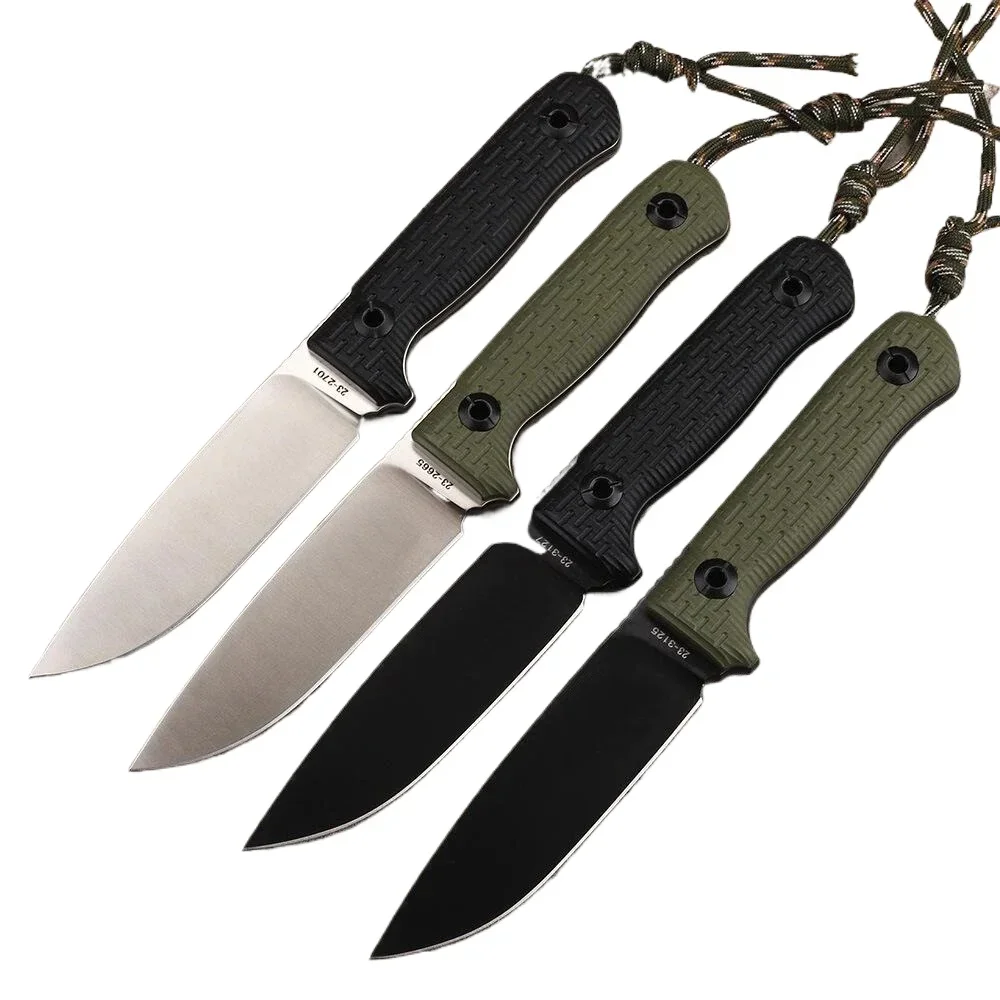 

D2 Steel Sanding / Titanium Washing Fixed Blades Knife G10 Handle Outdoor Camping Self Defense Hunting Knives with Scabbard