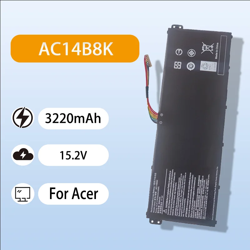 

Replacement AC14B8K Battery Compatible For Acer V3-371G V3-372G E5-771G AN515-51 AN515-52 15.2V 3220mAh Rechargeable Battery
