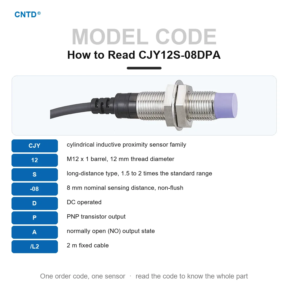 Inductive Proximity Sensor M12 PNP NO 3-Wire 8mm IP67 Approach Switch DC12-24V 300Hz Non-Flush Long Distance CJY12S-08DPA