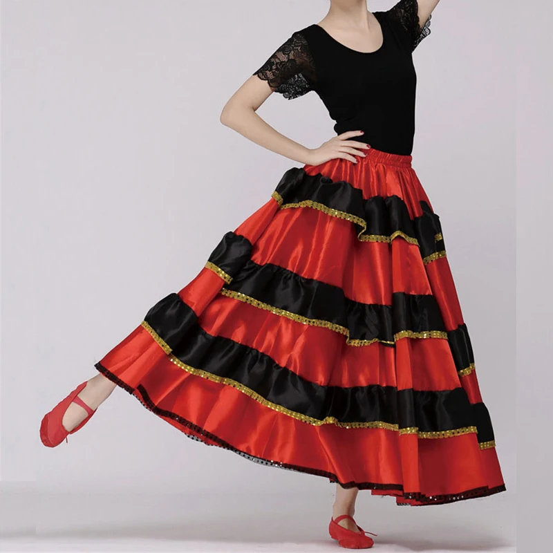 720 540 Spanish Flamenco Skirt Bullfight Dance Dress Costumes Stage Performance Party Red Skirt Women Female Clothing