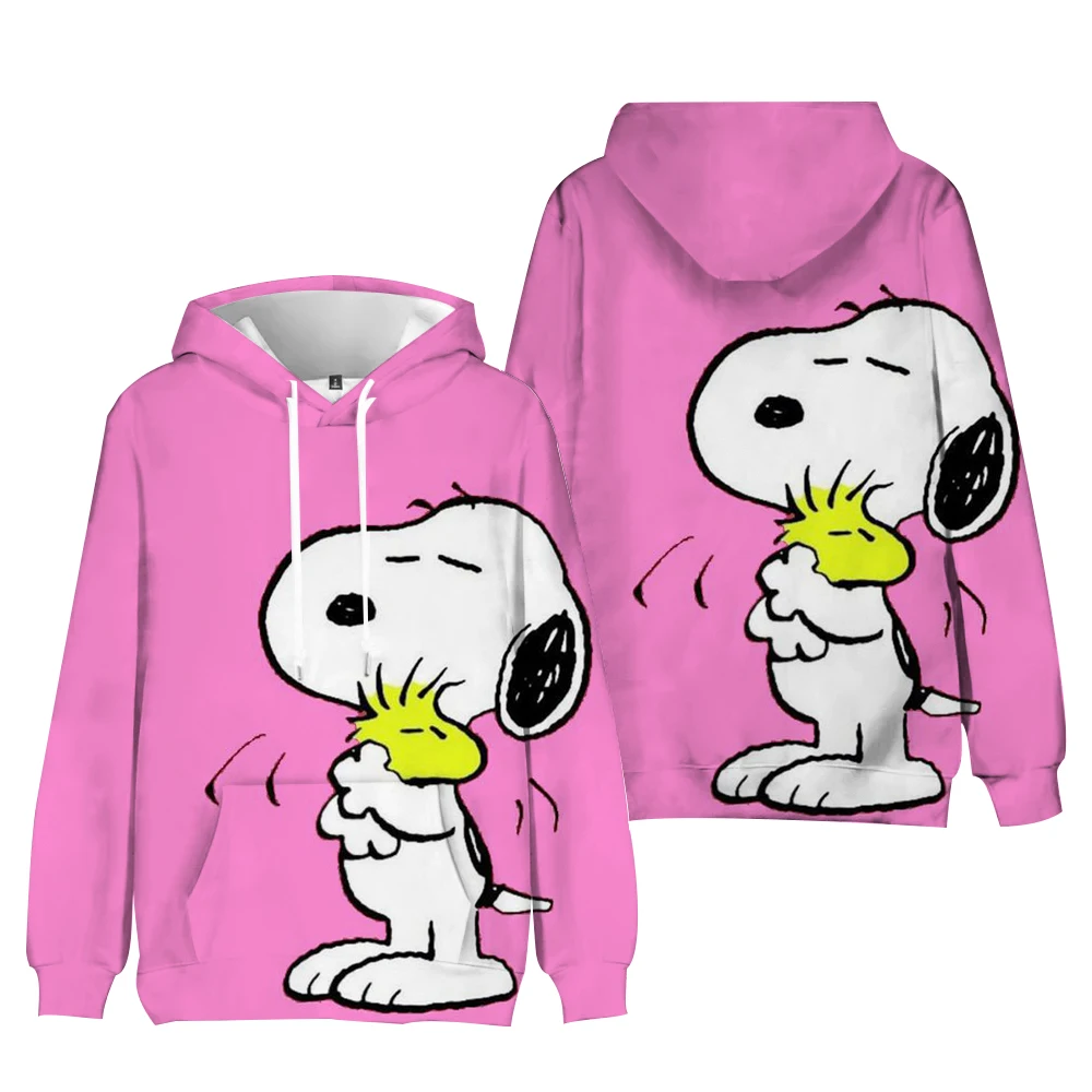 Women\'s Long Sleeve Snoopy Cartoon Scream Top Casual Hoodless Sweatshirt Crew Neck Jacket For Autumn Winter