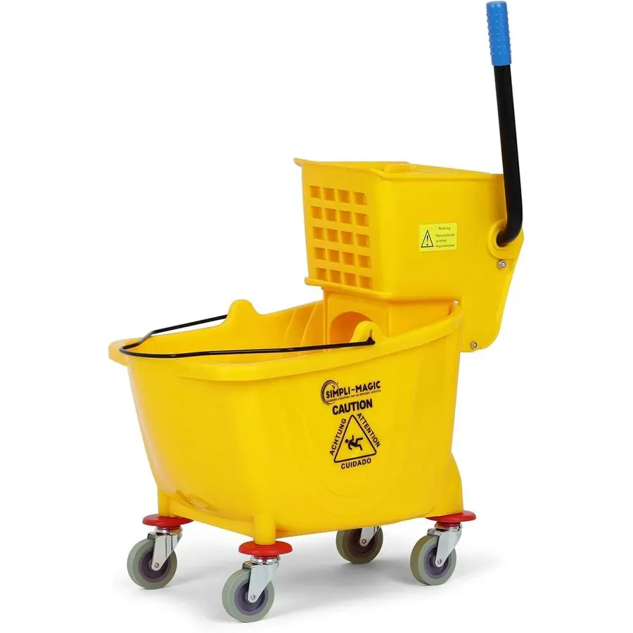 

79358 Commercial Mop Bucket with Side Press Wringer, 26 Quart, 14.75L x 12.95W x 19.95H, Yellow