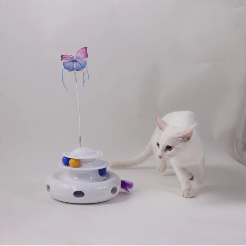 Smart Electric Interactive Tower Cat Toy Turntable Roller Balls Toys for Cats Kitten Teaser Puzzle Track Toy Pets Cats