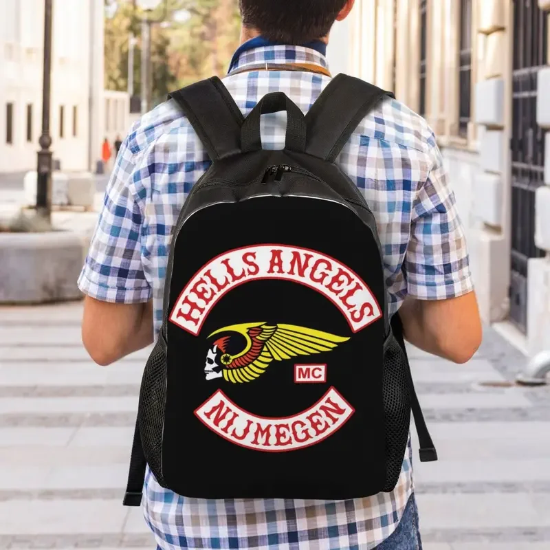 Custom Helmets Angels World logo laptop backpack women men basic bookbag for college school student motorcycle club bags