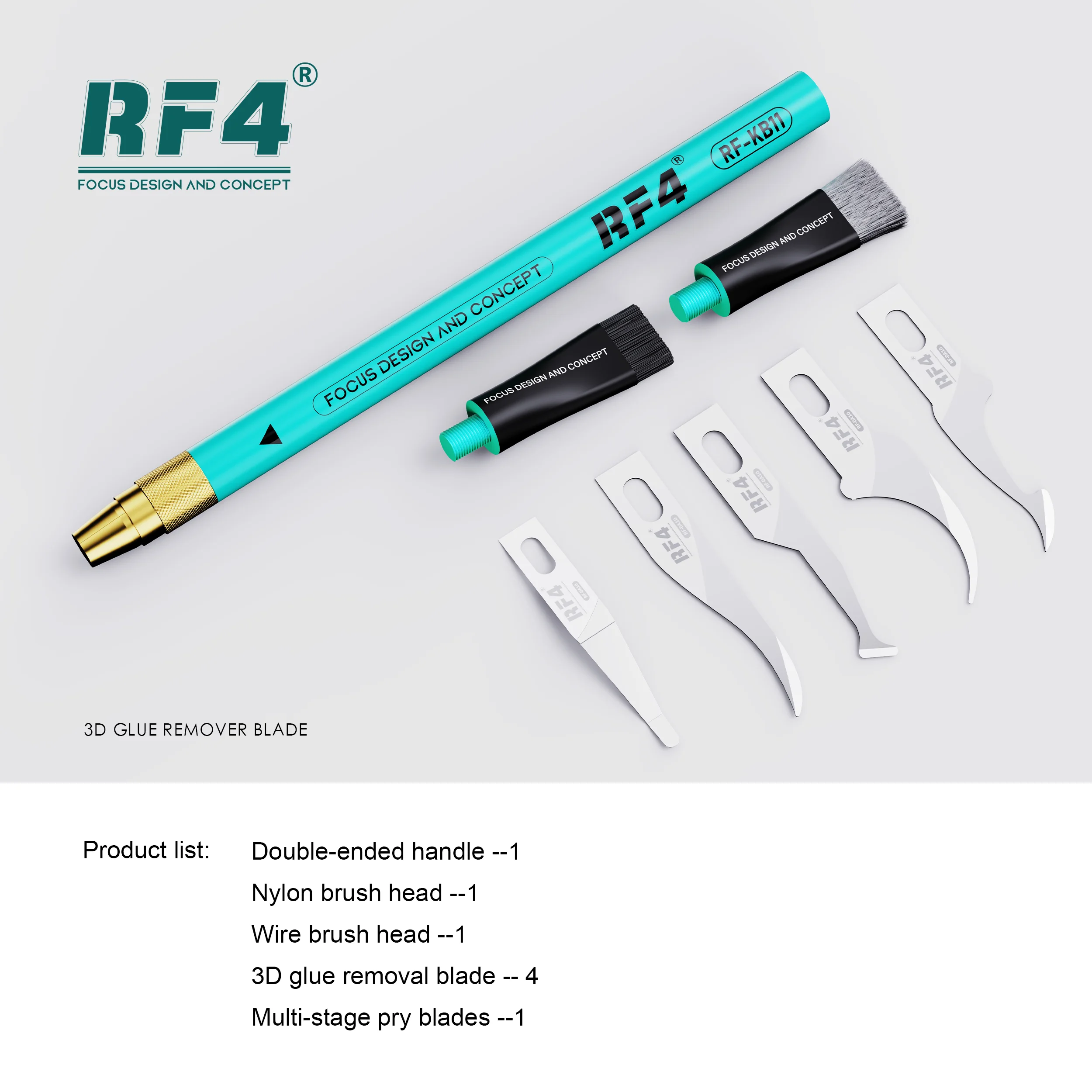 RF4/3D RF4-KB11 Glue Remover Blades/Brush + Blades+Handle/glue remover/head install hanlde/Mobile PCB repair tools