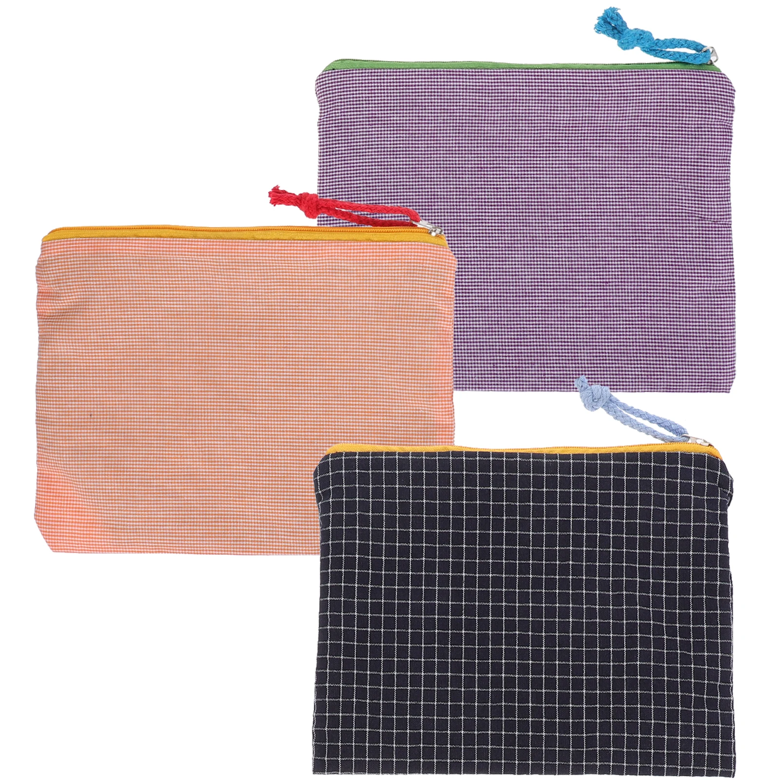 

3Pcs Portable Makeup Bag Large Capacity Vintage Plaid Women Toiletry Bag Travel ganizer Pouch Blue Purple Storage