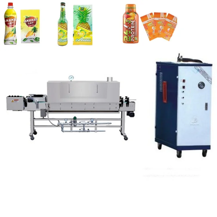 Bottle Cans Sleeve Steam Heat Tunnel Label Shrinking Wrapping Packing Machine With Steam Generator Boiler