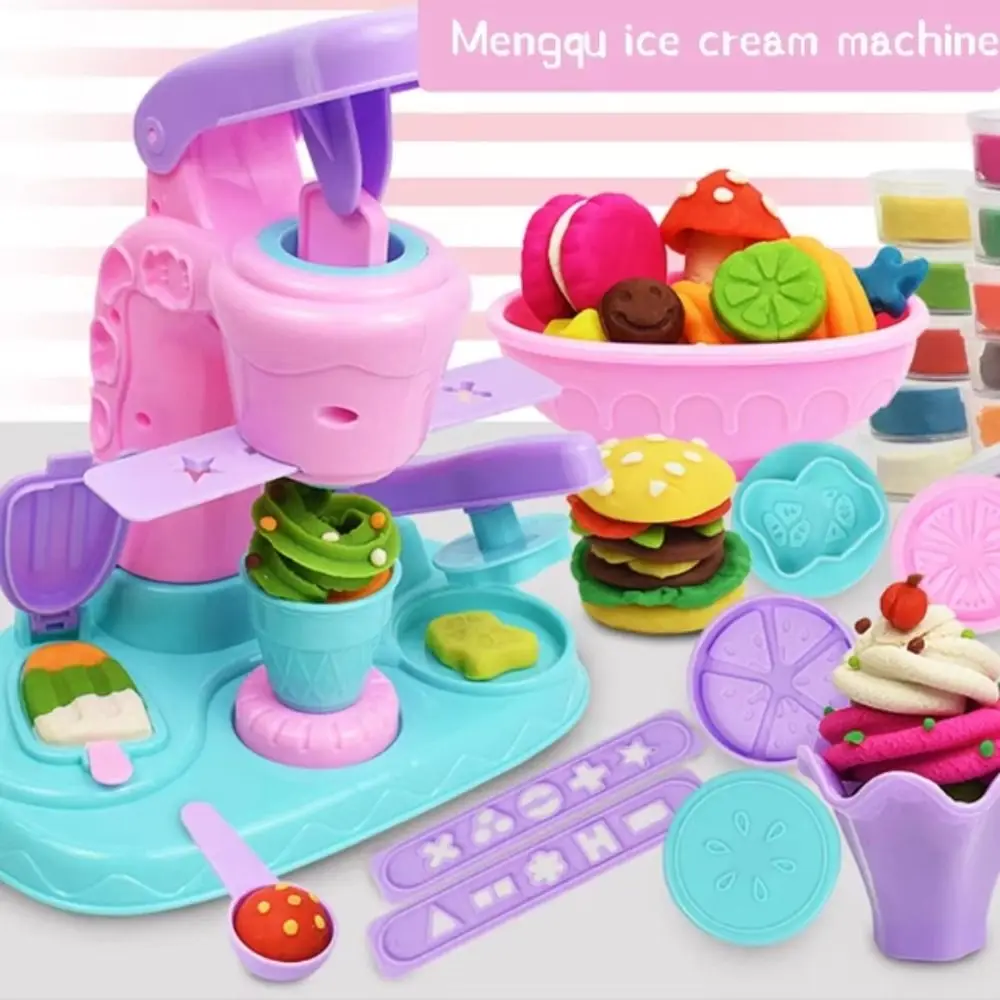 Unique Design DIY Maker Toy Handmade Mold Tool Interesting Design Early Learning Toy Ice Cream Noodles Machine Colored Clay