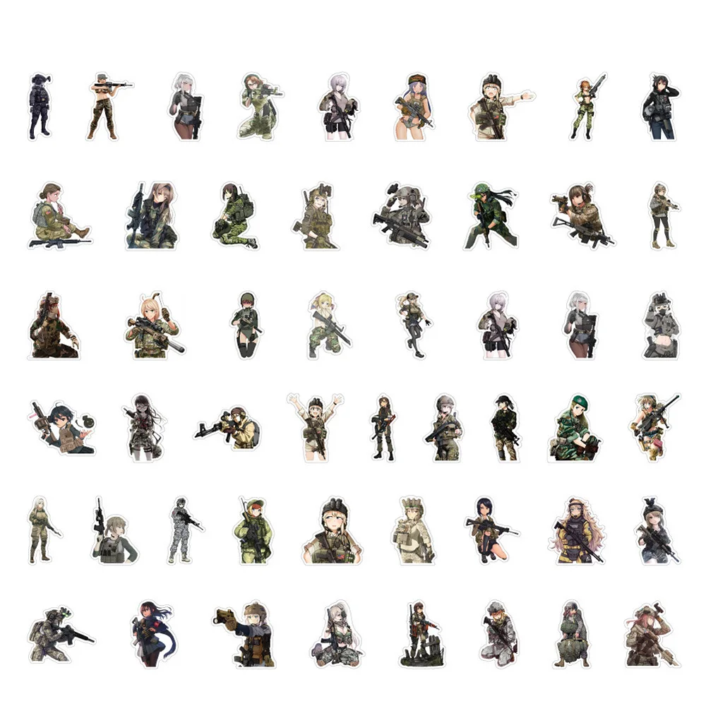 10/30/50PCS Anime Women Soldiers Girl Stickers Decoration Suitcase Scrapbooking Laptop Phone Stationery Manga Kid Toy Sticker