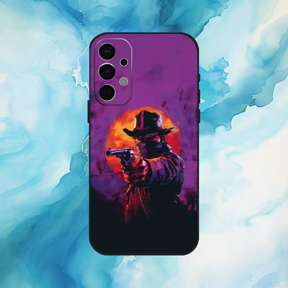 حافظة هاتف Red Dead R-Redemption 2 لهاتف سامسونج S25، S24، S21، S22، S23، S30، Ultra، S20، Plus، Fe، Lite، Note، 10,9,5G غطاء أسود