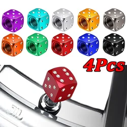 4Pcs/set Aluminum Dice Tire Valve Caps Dice Car Wheel Tire Valve Cap Tyre Rim Stem Airdust Covers for Car Truck Motocycle Bike