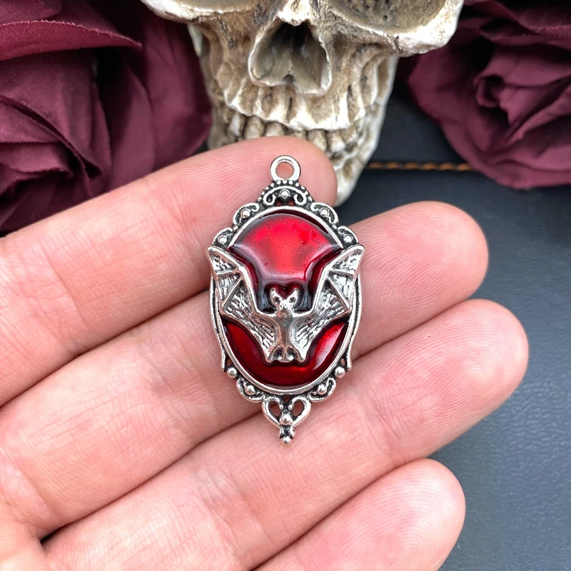 5 Stück 42*23mm Gotischer Vampir-Fledermaus-Cameo-Anhänger, Emaille-Fledermaus-Charms, Designer-Anhänger für Schmuckherstellung, DIY-Schmuckzubehör – Detail 4