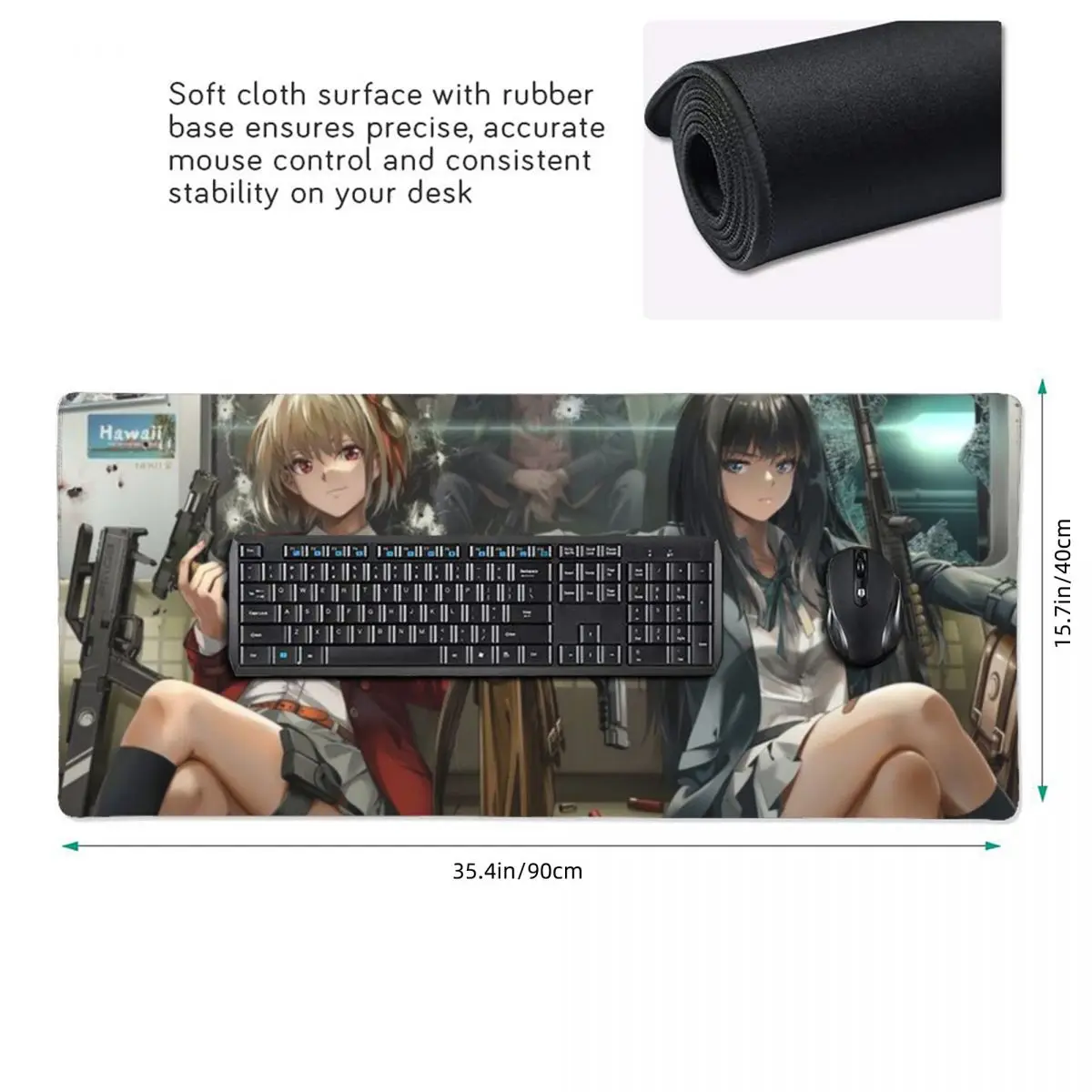Anime Lycoris Recoil Large Mouse Pad Computer Keyboard Mouse Mat Gamer PC Laptop Desk Mat Office Table Mats