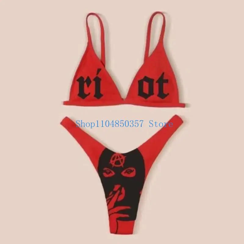 

5asd Летний женский разделенный купальник, женский сексуальный комплект бикини с принтом черепа, трусики-бикини