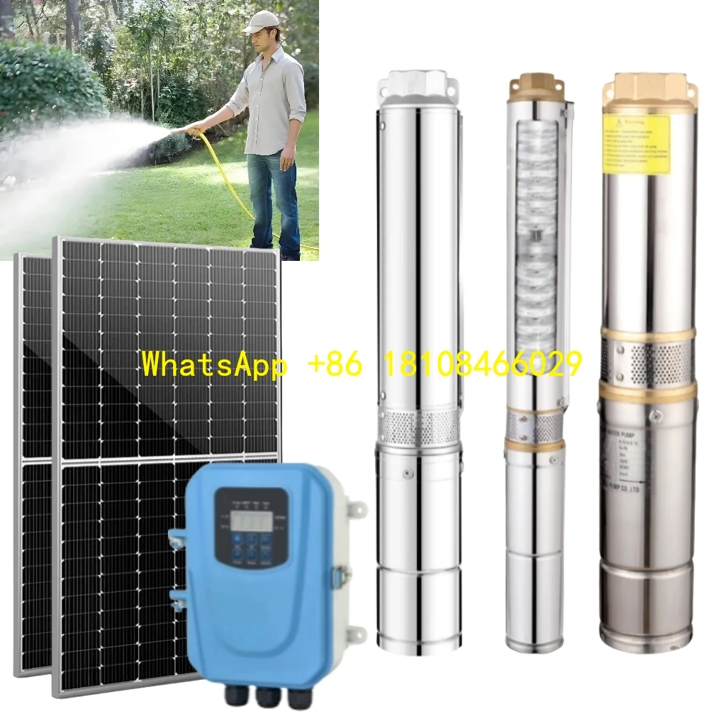 مضخة مياه تعمل بالطاقة الشمسية غاطسة من الفولاذ المقاوم للصدأ مقاس 4 بوصة تيار مستمر من المصنع مع دفاعة بلاستيكية للبئر