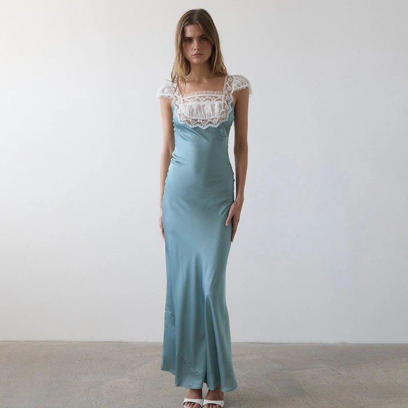 

Sexy Spicy Girl Style Temperament Suspender Strapless Dress Summer Fashionable Slim Fit Backless Fishtail Long Dress for Women