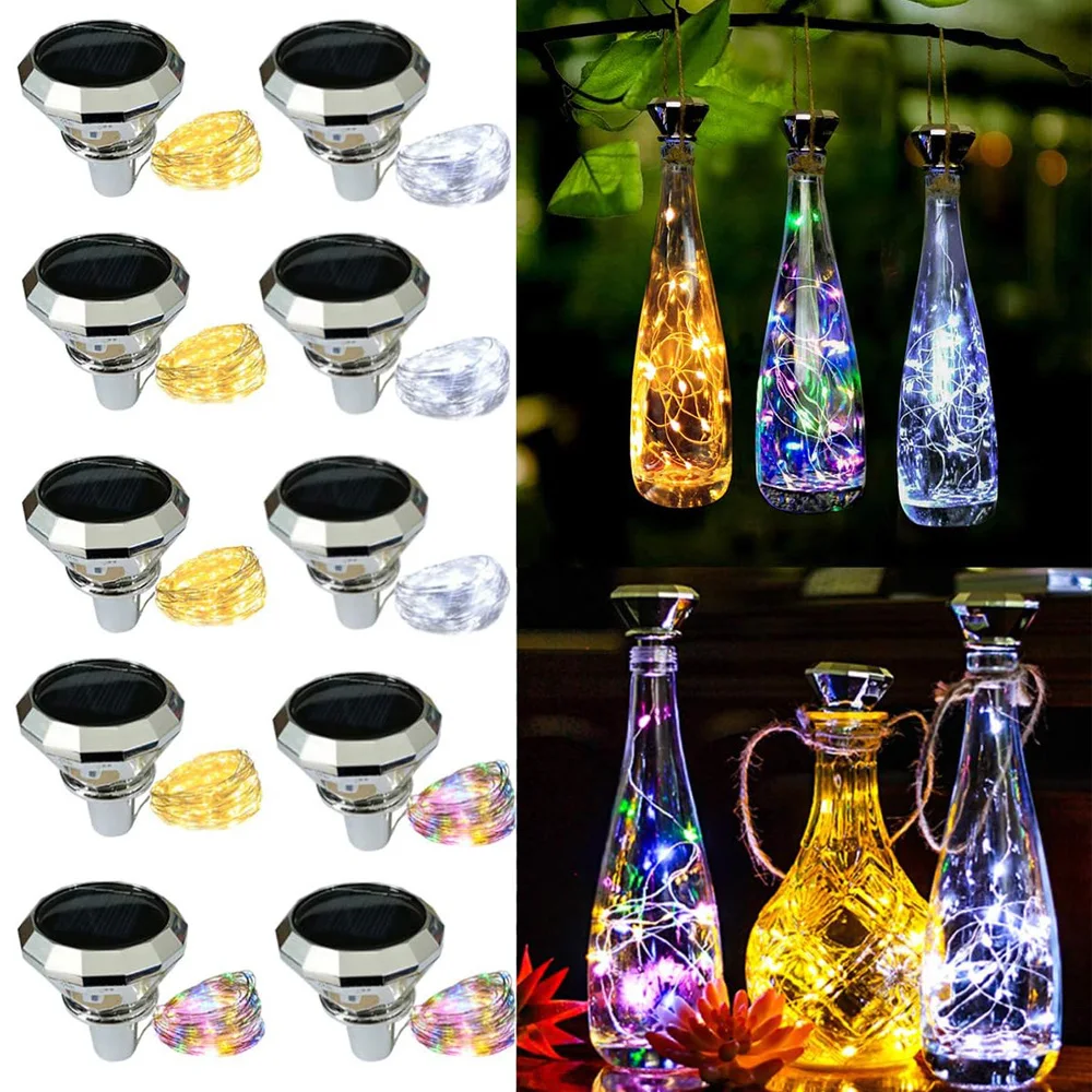 

Nice Solar Diamond Shaped Wine Bottle Lights 2M 20LED Waterproof Multicolor Fairy Light String For Garden, Terrace, Party Decora