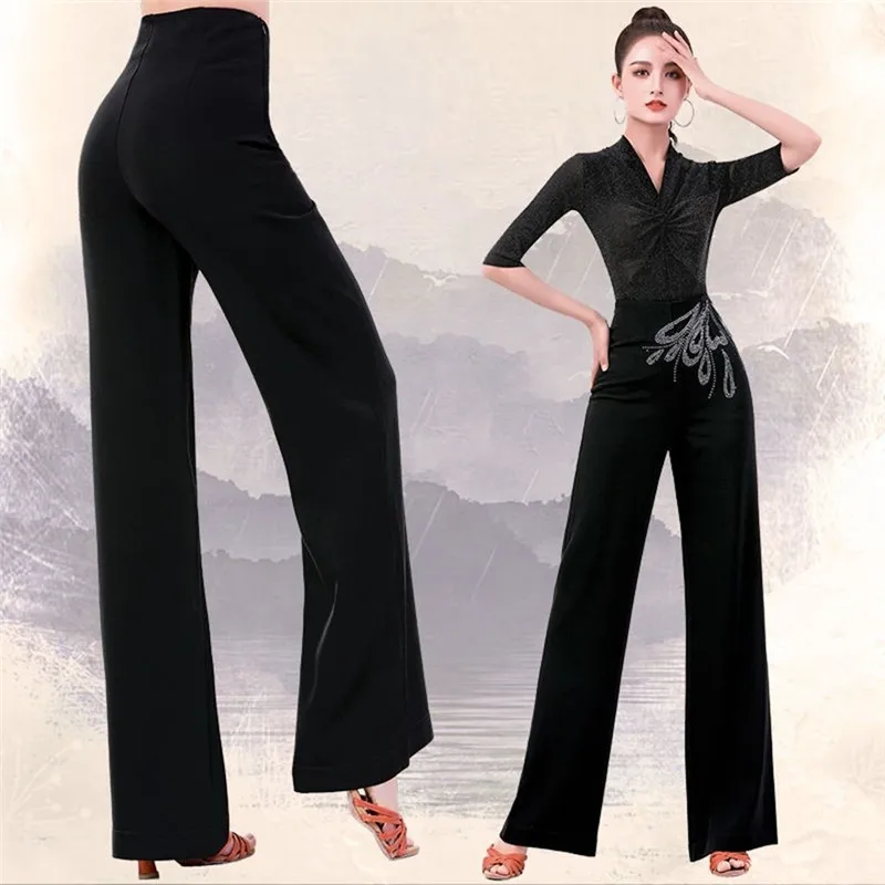 New Spring And Summer Wide Leg Pants Women\'s High Waist Modern Dance Ballroom Dance Latin Dance Ballroom Dance Casual Pants