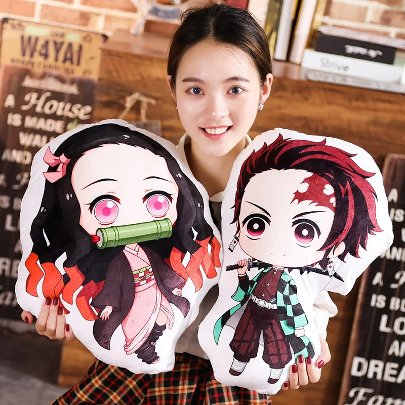 

Kamado Tanjirou Nezuko Plush Stuffed Pillow Anime Demon Slayer Dakimakura Kimetsu No Yaiba Throw Pillow Kawaii Doll Body Cushion