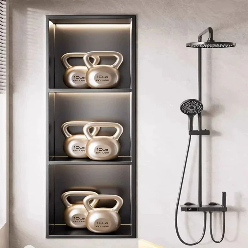 Heavy 304 Stainless Recessed Wall Niche,Embedded Shower Caddy, 6th Gen Skin Friendly Electrostatic Paint, Bathroom Storage Shelf